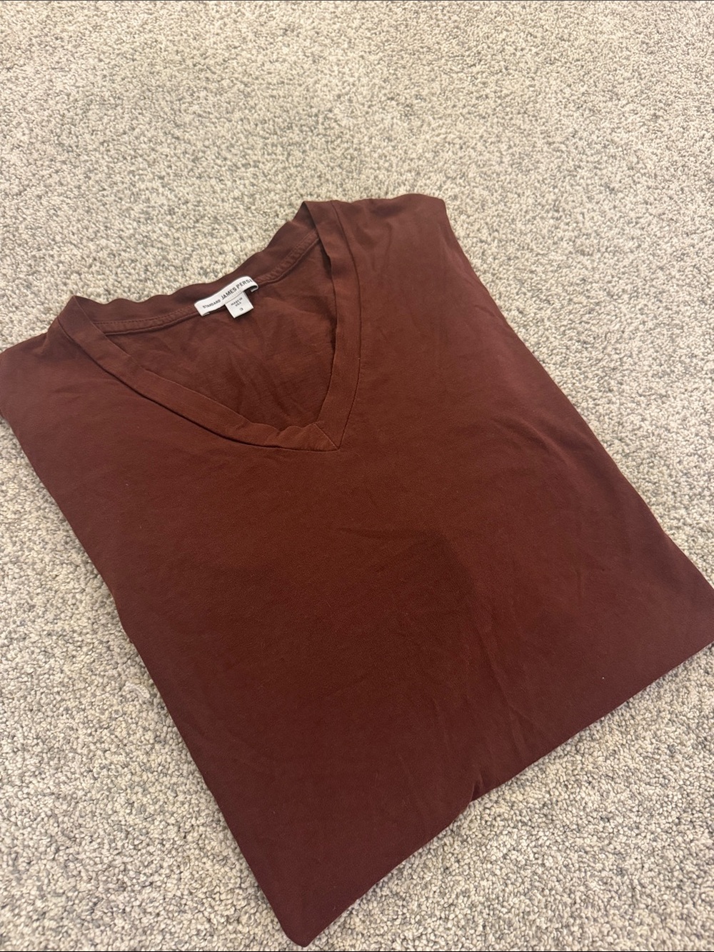 James Perse Men’s Size 3 Large V-Neck T-Shirt Rust Brown